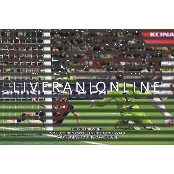 Milan vs Lecce nella foto Santiago Gimenez (Milan) segna il gol dell\'1 a 0 Milano 23-09-2025 Stadio Giuseppe Meazza - San Siro Milan vs Lecce Coppa Italia Frecciarossa - sedicesimi di finale foto Roberto Garavaglia/Agenzia Aldo Liverani sas