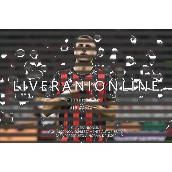 Milan vs Lecce nella foto Santiago Gimenez (Milan) esultanza dopo il gol dell\'1 a 0 Milano 23-09-2025 Stadio Giuseppe Meazza - San Siro Milan vs Lecce Coppa Italia Frecciarossa - sedicesimi di finale foto Roberto Garavaglia/Agenzia Aldo Liverani sas