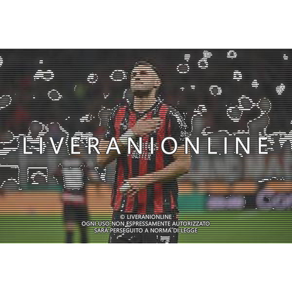 Milan vs Lecce nella foto Santiago Gimenez (Milan) esultanza dopo il gol dell\'1 a 0 Milano 23-09-2025 Stadio Giuseppe Meazza - San Siro Milan vs Lecce Coppa Italia Frecciarossa - sedicesimi di finale foto Roberto Garavaglia/Agenzia Aldo Liverani sas