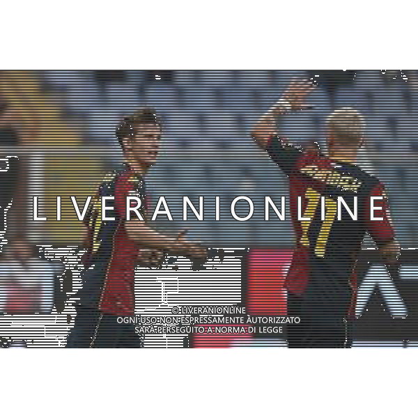 TVRG Genoa vs Empoli nella foto Morten Frendrup (Genoa) e Albert Gronbaek Erlykke (Genoa) esultanza dopo il gol dell\'1 a 1 Genova 25-09-2025 Stadio Luigi Ferraris - Marassi Genoa vs Empoli Coppa Italia Frecciarossa - sedicesimi di finale foto Roberto Garavaglia/Agenzia Aldo Liverani sas
