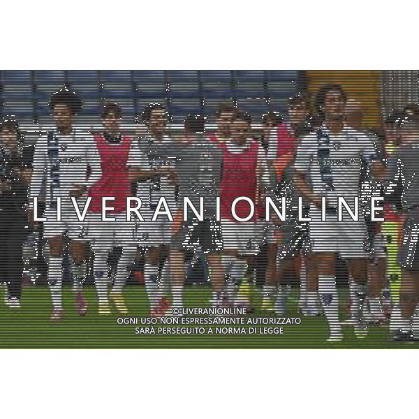 TVRG Genoa vs Empoli nella foto giocatori Empoli esultanza dopo il gol dell\'1 a 0 Genova 25-09-2025 Stadio Luigi Ferraris - Marassi Genoa vs Empoli Coppa Italia Frecciarossa - sedicesimi di finale foto Roberto Garavaglia/Agenzia Aldo Liverani sas