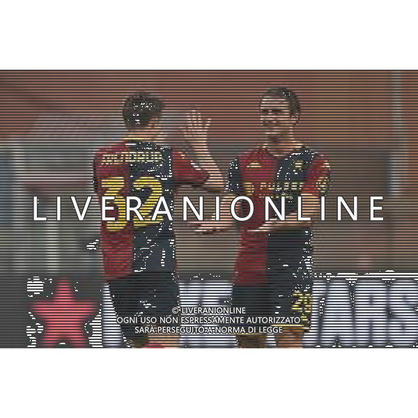 TVRG Genoa vs Empoli nella foto Morten Frendrup (Genoa) e Lorenzo Colombo (Genoa) esultanza dopo il gol dell\'1 a 1 Genova 25-09-2025 Stadio Luigi Ferraris - Marassi Genoa vs Empoli Coppa Italia Frecciarossa - sedicesimi di finale foto Roberto Garavaglia/Agenzia Aldo Liverani sas
