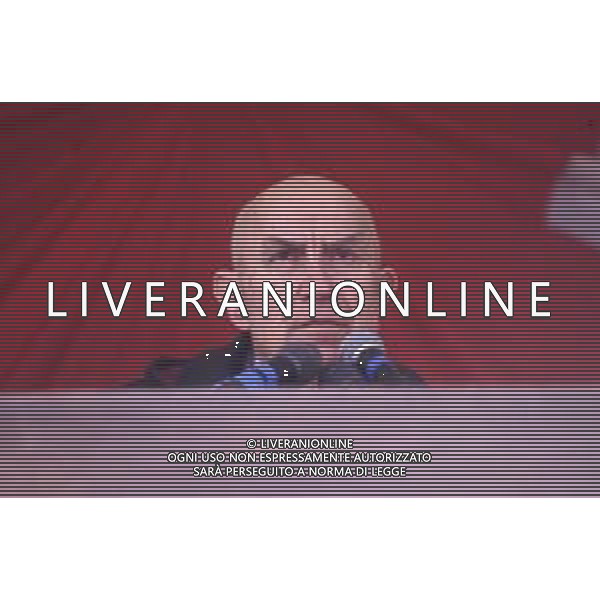 DIAP-RETROSPETTIVA GIANFRANCO MIGLIO POLITICO NELLA FOTO GIANFRANCO MIGLIO A PONTIDA NELL\'ANNO 1994 AG ALDO LIVERANI SAS