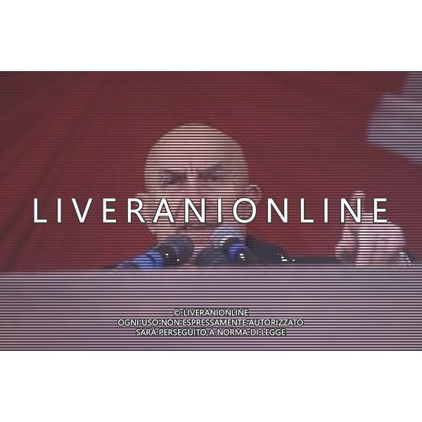 DIAP-RETROSPETTIVA GIANFRANCO MIGLIO POLITICO NELLA FOTO GIANFRANCO MIGLIO A PONTIDA NELL\'ANNO 1994 AG ALDO LIVERANI SAS