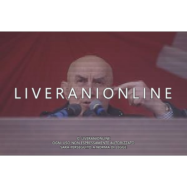 DIAP-RETROSPETTIVA GIANFRANCO MIGLIO POLITICO NELLA FOTO GIANFRANCO MIGLIO A PONTIDA NELL\'ANNO 1994 AG ALDO LIVERANI SAS