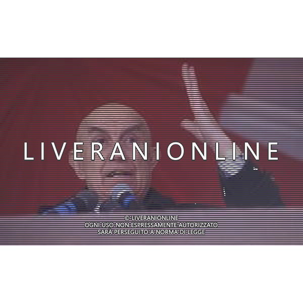 DIAP-RETROSPETTIVA GIANFRANCO MIGLIO POLITICO NELLA FOTO GIANFRANCO MIGLIO A PONTIDA NELL\'ANNO 1994 AG ALDO LIVERANI SAS