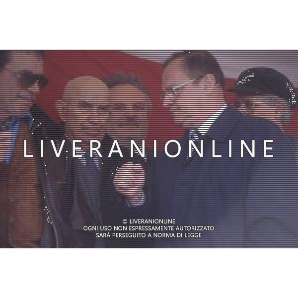 DIAP-RETROSPETTIVA GIANFRANCO MIGLIO POLITICO NELLA FOTO GIANFRANCO MIGLIO A PONTIDA NELL\'ANNO 1994 AG ALDO LIVERANI SAS
