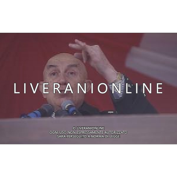 DIAP-RETROSPETTIVA GIANFRANCO MIGLIO POLITICO NELLA FOTO GIANFRANCO MIGLIO A PONTIDA NELL\'ANNO 1994 AG ALDO LIVERANI SAS