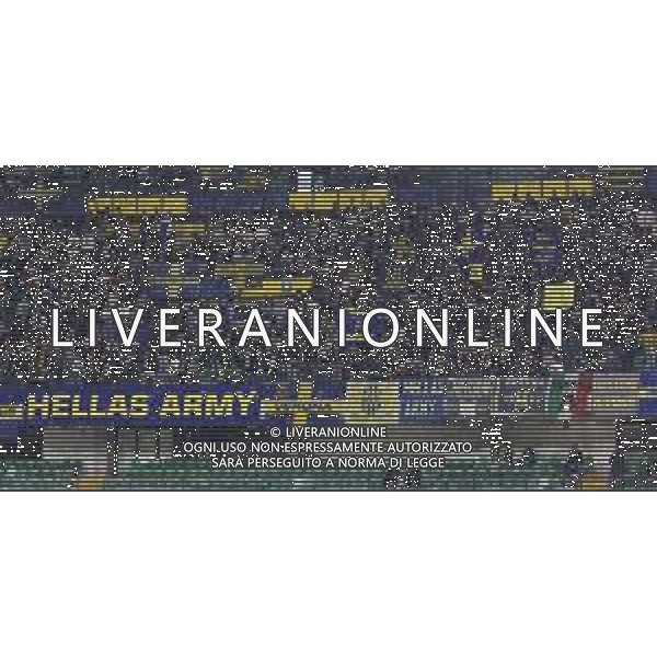 Tifosi - Hellas Veorna fans show their support during Hellas Verona FC vs Venezia FC, 16° leg of Coppa Italia Frecciarossa 2025-26 game at Marcantonio Bentegodi stadium in Verona (VR), Italy, on September 24, 2025. (Photo by Davide Casentini)- AGENZIA ALDO LIVERANI SAS