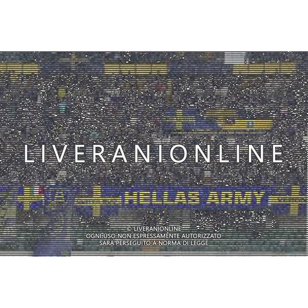 Tifosi - Hellas Veorna fans show their support during Hellas Verona FC vs Venezia FC, 16° leg of Coppa Italia Frecciarossa 2025-26 game at Marcantonio Bentegodi stadium in Verona (VR), Italy, on September 24, 2025. (Photo by Davide Casentini)- AGENZIA ALDO LIVERANI SAS