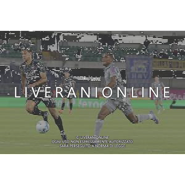 Amin Sarr of Hellas Verona FC play the ball during Hellas Verona FC vs Venezia FC, 16° leg of Coppa Italia Frecciarossa 2025-26 game at Marcantonio Bentegodi stadium in Verona (VR), Italy, on September 24, 2025. (Photo by Davide Casentini)- AGENZIA ALDO LIVERANI SAS