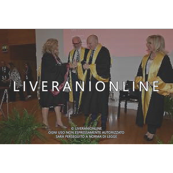 TVRG Laurea Giuseppe Marotta nella foto Giuseppe Marotta con Giovanna Iannantuoni rettrice Università Milano Bicocca Milano 26-09-2025 Giuseppe Marotta presidente Inter riceve la laurea Honoris Causa dall\'Università Milano Bicocca foto Roberto Garavaglia/Agenzia Aldo Liverani sas