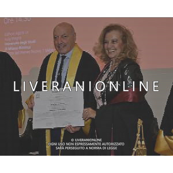 TVRG Laurea Giuseppe Marotta nella foto Giuseppe Marotta con Giovanna Iannantuoni rettrice Università Milano Bicocca Milano 26-09-2025 Giuseppe Marotta presidente Inter riceve la laurea Honoris Causa dall\'Università Milano Bicocca foto Roberto Garavaglia/Agenzia Aldo Liverani sas