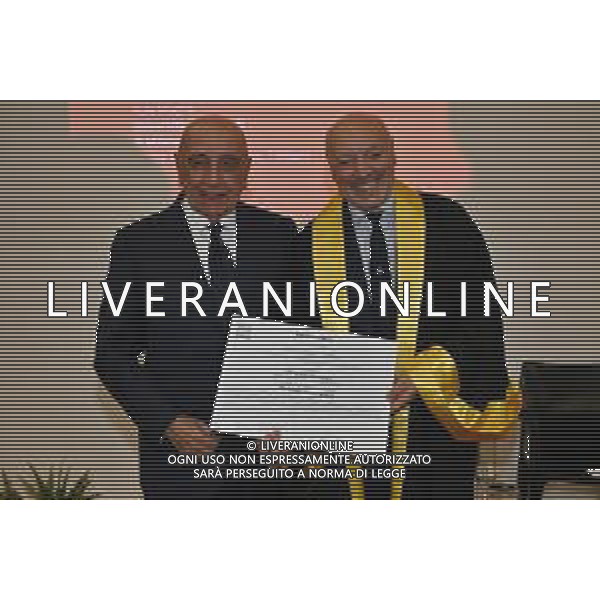 TVRG Laurea Giuseppe Marotta nella foto Giuseppe Marotta con Adriano Gallianii Milano 26-09-2025 Giuseppe Marotta presidente Inter riceve la laurea Honoris Causa dall\'Università Milano Bicocca foto Roberto Garavaglia/Agenzia Aldo Liverani sas