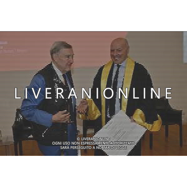 TVRG Laurea Giuseppe Marotta nella foto Giuseppe Marotta con Guido Borghi suo primo presidente ai tempi del Varese Milano 26-09-2025 Giuseppe Marotta presidente Inter riceve la laurea Honoris Causa dall\'Università Milano Bicocca foto Roberto Garavaglia/Agenzia Aldo Liverani sas