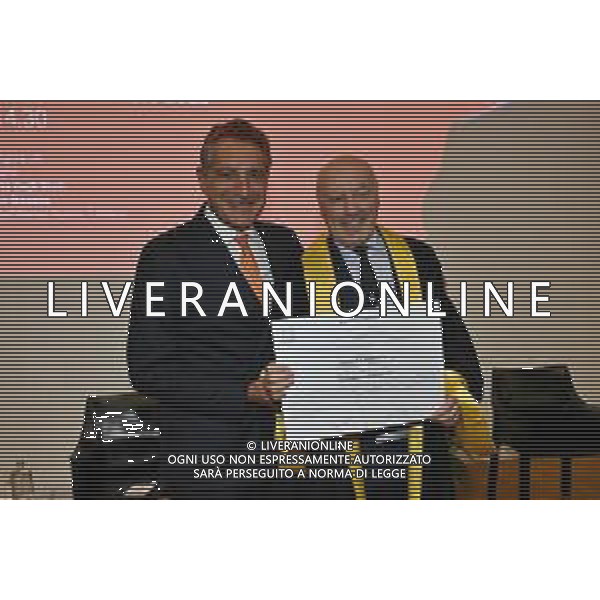 TVRG Laurea Giuseppe Marotta nella foto Giuseppe Marotta con Luigi De Siervo amministratore delegato Lega Serie A Milano 26-09-2025 Giuseppe Marotta presidente Inter riceve la laurea Honoris Causa dall\'Università Milano Bicocca foto Roberto Garavaglia/Agenzia Aldo Liverani sas