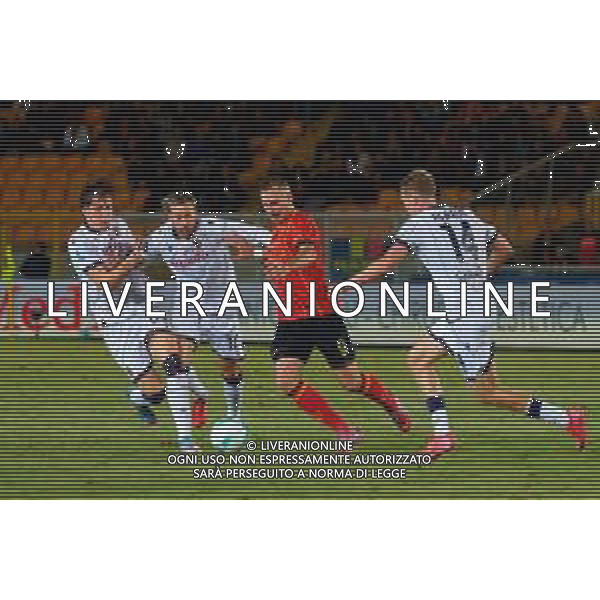 TVEM September 28, 2025 Lecce, Italy - US Lecce vs Bologna FC - Italian soccer serie A 2025/26 - Via Del Mare Stadium. In the pic: Nikola Stulic of US Lecce in action against Federico Bernardeschi of Bologna FC ©TVEM Emmanuele Mastrodonato - AGENZIA ALDO LIVERANI SAS
