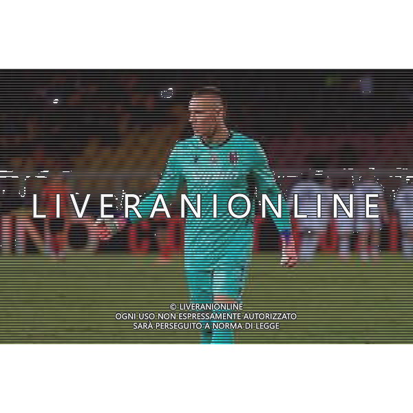 TVEM September 28, 2025 Lecce, Italy - US Lecce vs Bologna FC - Italian soccer serie A 2025/26 - Via Del Mare Stadium. In the pic: Lukasz Skorupski of Bologna FC celebrates FOTO EMMANUELE MASTRODONATO-AG ALDO LIVERANI SAS