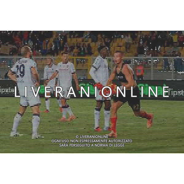 TVEM September 28, 2025 Lecce, Italy - US Lecce vs Bologna FC - Italian soccer serie A 2025/26 - Via Del Mare Stadium. In the pic: Francesco Camarda of US Lecce celebrates after scoring a goal FOTO EMMANUELE MASTRODONATO-AG ALDO LIVERANI SAS