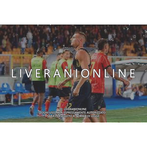 TVEM September 28, 2025 Lecce, Italy - US Lecce vs Bologna FC - Italian soccer serie A 2025/26 - Via Del Mare Stadium. In the pic: Francesco Camarda of US Lecce celebrates after scoring a goal FOTO EMMANUELE MASTRODONATO-AG ALDO LIVERANI SAS