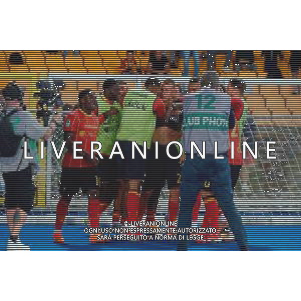 TVEM September 28, 2025 Lecce, Italy - US Lecce vs Bologna FC - Italian soccer serie A 2025/26 - Via Del Mare Stadium. In the pic: Francesco Camarda of US Lecce celebrates after scoring a goal with teammates FOTO EMMANUELE MASTRODONATO-AG ALDO LIVERANI SAS