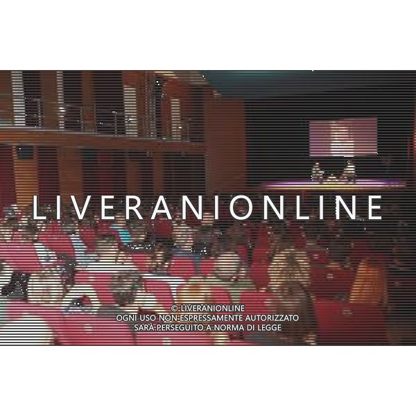 IMOLA TEATRO OSSERVANZA INCONTRO PUBBLICO PER GAZA COLLEGAMENTO CON GIORNALISTA LORENZO D\'AGOSTINO CHE SI TROVA SU BORDO GLOBAL SUMUD FLOTILLA CHE VA VERSO GAZA NELLA FOTO COLLEGAMENTO CON GIORNALISTA LORENZO D\'AGOSTINO ©SANNA - AGENZIA ALDO LIVERANI SAS