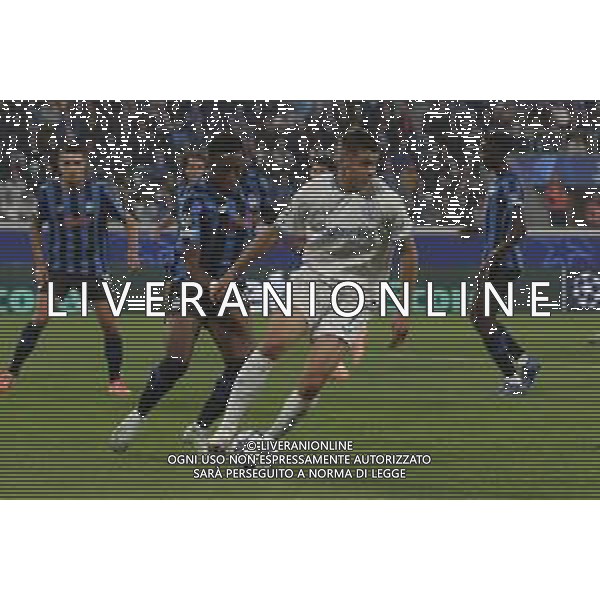 Nicolo’ Tresoldi of Club Brugge competes for the ball with Honest Ahanor of Atalanta BC during Atalanta BC vs Club Brugge, Champions League 2025-26 League phase, Matchday 2°, game at New Balance Arena in Bergamo (BG), Italy, on September 30, 2025. (Photo by Davide Casentini)- AGENZIA ALDO LIVERANI SAS