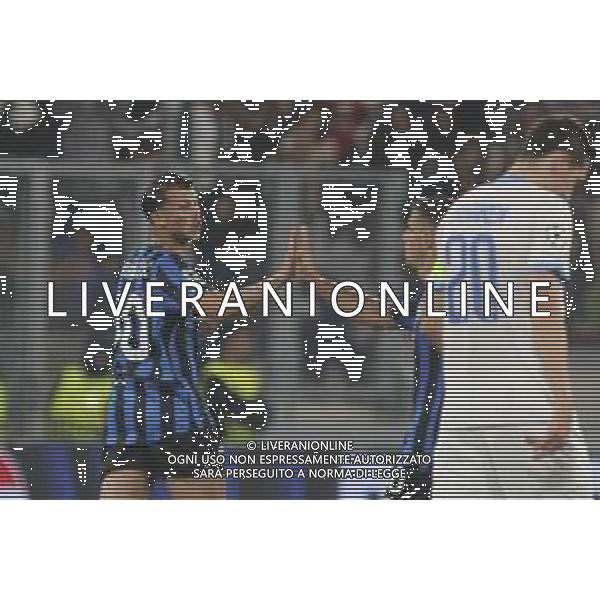 Nikola Krstovic of Atalanta BC celebrates Lazar Samardzic of Atalanta BC for goal during Atalanta BC vs Club Brugge, Chanpions League 2025-26 League phase, Matchday 2°, game at New Balance Arena in Bergamo (BG), Italy, on September 30, 2025. (Photo by Davide Casentini)- AGENZIA ALDO LIVERANI SAS