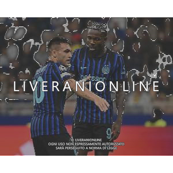Inter vs Slavia Praga nella foto Lautaro Martinez (Inter) SX e Marcus Thuram (Inter) DX Milano 30-09-2025 Stadio Giuseppe Meazza - San Siro Inter vs Slavia Praga UEFA Champions League fase a girone unico - 2a giornata foto Roberto Garavaglia/Agenzia Aldo Liverani sas