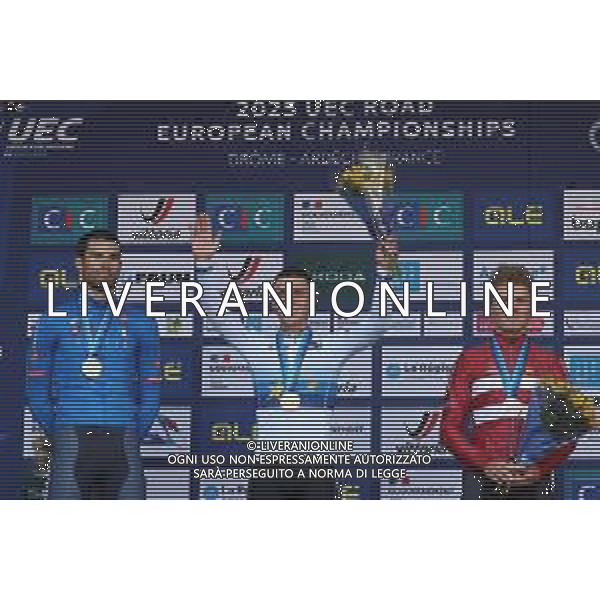 01-10-2025 European Championships Cronometro Elite; 2025, Soudal - Quick Step; 2025, Ineos Grenadiers; 2025, Danimarca; Evenepoel, Remco; Ganna, Filippo; Larsen, Niklas; Etoile Sur Rhone; ©SIROTTI - AGENZIA ALDO LIVERANI SAS