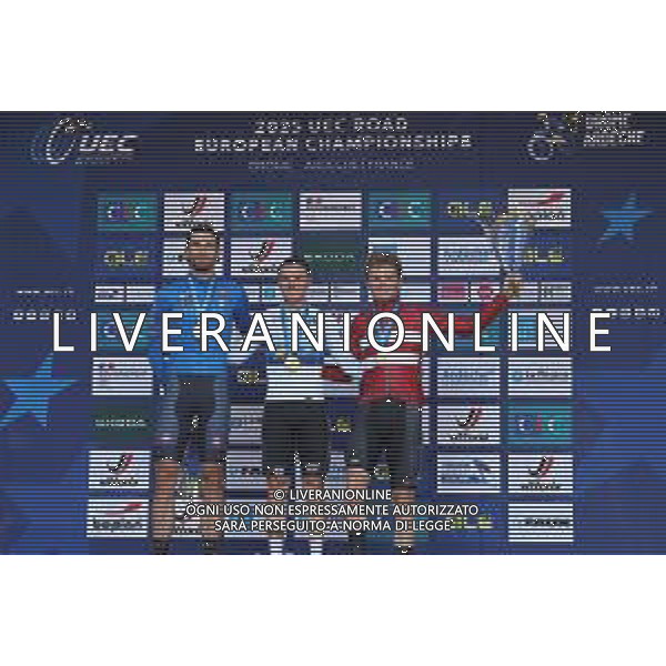 01-10-2025 European Championships Cronometro Elite; 2025, Soudal - Quick Step; 2025, Ineos Grenadiers; 2025, Danimarca; Evenepoel, Remco; Ganna, Filippo; Larsen, Niklas; Etoile Sur Rhone; ©SIROTTI - AGENZIA ALDO LIVERANI SAS