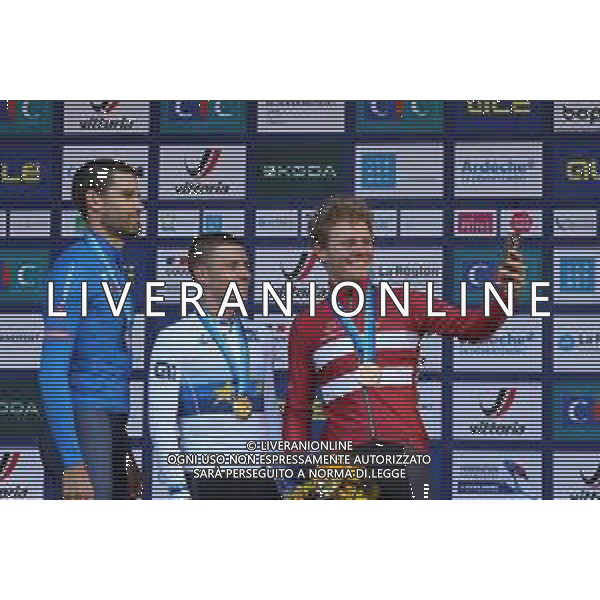 01-10-2025 European Championships Cronometro Elite; 2025, Soudal - Quick Step; 2025, Ineos Grenadiers; 2025, Danimarca; Evenepoel, Remco; Ganna, Filippo; Larsen, Niklas; Etoile Sur Rhone; ©SIROTTI - AGENZIA ALDO LIVERANI SAS