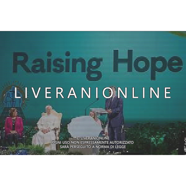 Castel Gandolfo 01 Ottobre 2025 Celebration of Hope - Raising Hope for Climate Justice Nella foto: Arnold Schwarzenegger e Papa Leone XIV Foto Credit: Andrea Bracaglia- AGENZIA ALDO LIVERANI SAS