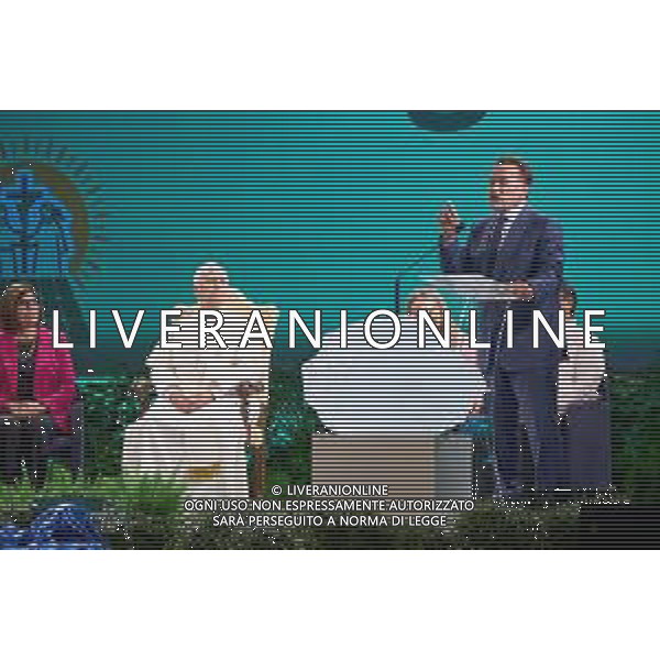 Castel Gandolfo 01 Ottobre 2025 Celebration of Hope - Raising Hope for Climate Justice Nella foto: Arnold Schwarzenegger e Papa Leone XIV, Foto Credit: Andrea Bracaglia- AGENZIA ALDO LIVERANI SAS