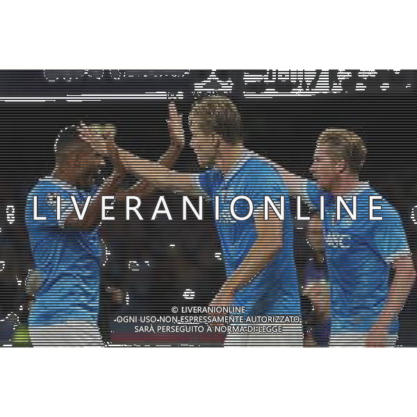 TVPM Napoli, Sporting Lisbona Nella Foto: esultanza Rasmus Hojlund Foto Mosca, Ag.Liverani- AGENZIA ALDO LIVERANI SAS -TVPM Napoli - Sporting Lisbona UEFA Champions League 2a Giornata 01.10.2025