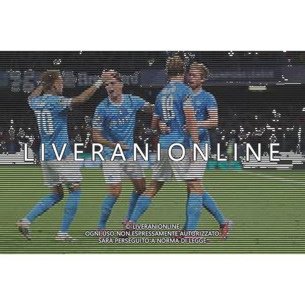 TVPM Napoli, Sporting Lisbona Nella Foto: esultanza Rasmus Hojlund Foto Mosca, Ag.Liverani- AGENZIA ALDO LIVERANI SAS -TVPM Napoli - Sporting Lisbona UEFA Champions League 2a Giornata 01.10.2025