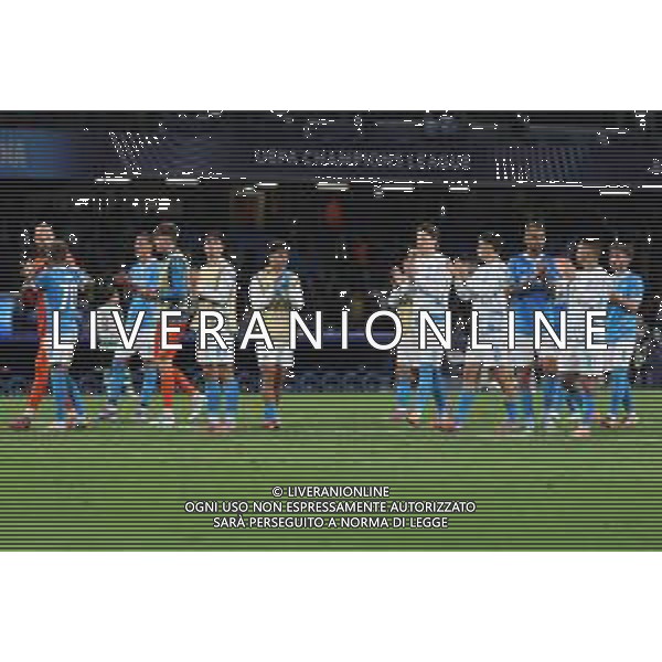 TVPM Napoli, Sporting Lisbona Nella Foto: fine gara Napoli Foto Mosca, Ag.Liverani- AGENZIA ALDO LIVERANI SAS -TVPM Napoli - Sporting Lisbona UEFA Champions League 2a Giornata 01.10.2025