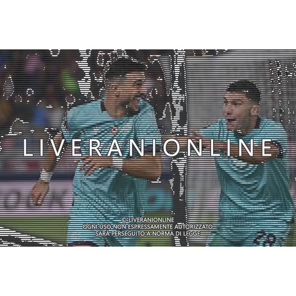 TVRG Bologna vs Friburgo nella foto Riccardo Orsolini (Bologna) e Nicolo’ Cambiaghi (Bologna) esultanza dopo il gol dell\'1 a 0 Bologna 02-10-2025 Stadio Renato Dall\'Ara Bologna vs Friburgo UEFA Europa League fase a girone unico - 2a giornata foto Roberto Garavaglia/Agenzia Aldo Liverani sas