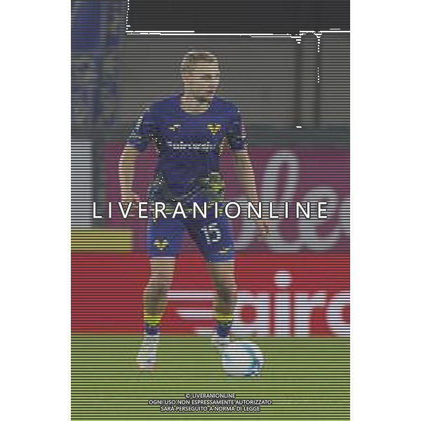 Victor Nelsson of Hellas Verona FC play the ball during Hellas Verona FC vs US Sassuolo, 6° Serie A Enilive 2025-26 game at Marcantonio Bentegodi stadium in Verona (VR), Italy, on October 03, 2025. (Photo by Davide Casentini) AG ALDO LIVERANI SAS
