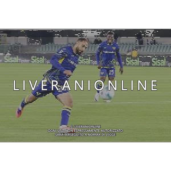 Grigoris Kastanos of Hellas Verona FC kick the ball during Hellas Verona FC vs US Sassuolo, 6° Serie A Enilive 2025-26 game at Marcantonio Bentegodi stadium in Verona (VR), Italy, on October 03, 2025. (Photo by Davide Casentini)- AGENZIA ALDO LIVERANI SAS
