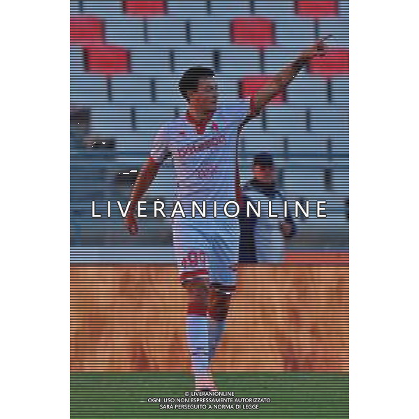TVEM October 04, 2025 Bari, Italy - SSC Bari vs Padova Calcio - Italian Soccer Serie B 2025/2026 - San Nicola Stadium. In the pic: Leonardo Cerri of SSC Bari celebrates after scoring a goal ©TVEM Emmanuele Mastrodonato - AGENZIA ALDO LIVERANI SAS