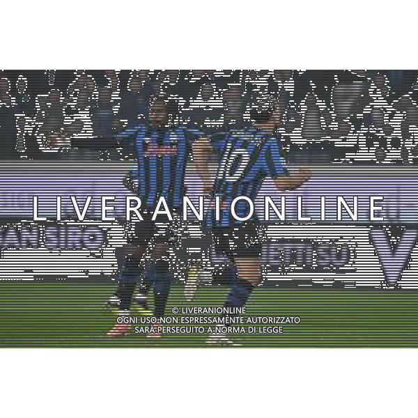 TVRG Atalanta vs Como nella foto giocatori Atalanta esultanza dopo il gol dell\'1 a 0 Bergamo 04-10-2025 New Balance Arena - Stadio di Bergamo Atalanta vs Como Campionato Serie A Enilive - 6a giornata foto Roberto Garavaglia/Agenzia Aldo Liverani sas