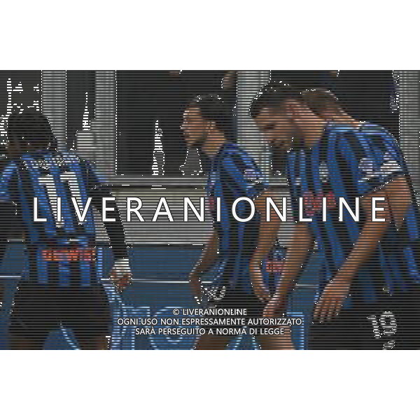 TVRG Atalanta vs Como nella foto giocatori Atalanta esultanza dopo il gol dell\'1 a 0 Bergamo 04-10-2025 New Balance Arena - Stadio di Bergamo Atalanta vs Como Campionato Serie A Enilive - 6a giornata foto Roberto Garavaglia/Agenzia Aldo Liverani sas