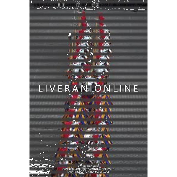 Citta’ del Vaticano 04 Ottobre 2025 Giuramento della Giuramento della Guardia Svizzera Pontificia alla presenza di Sua Santita’ Papa Leone XIV (non accadeva dal 1968 con Paolo VI) nel cortile di San Damaso del Palazzo Apostolico Nella foto: Foto Credit: Andrea Bracaglia- AGENZIA ALDO LIVERANI SAS