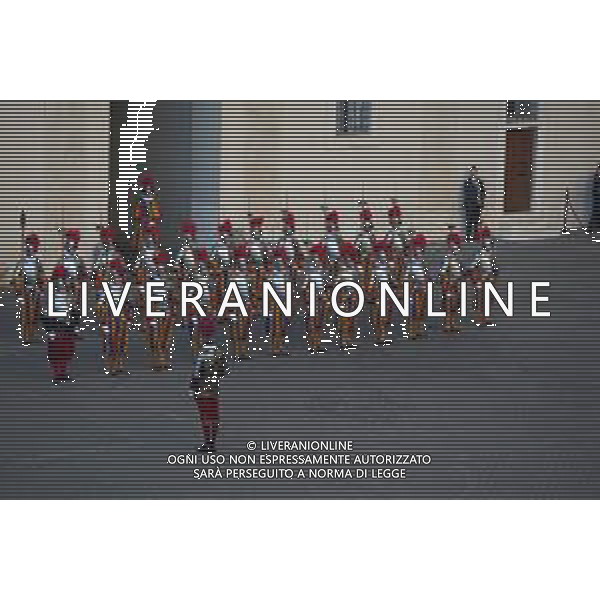 Citta’ del Vaticano 04 Ottobre 2025 Giuramento della Giuramento della Guardia Svizzera Pontificia alla presenza di Sua Santita’ Papa Leone XIV (non accadeva dal 1968 con Paolo VI) nel cortile di San Damaso del Palazzo Apostolico Nella foto: Foto Credit: Andrea Bracaglia- AGENZIA ALDO LIVERANI SAS