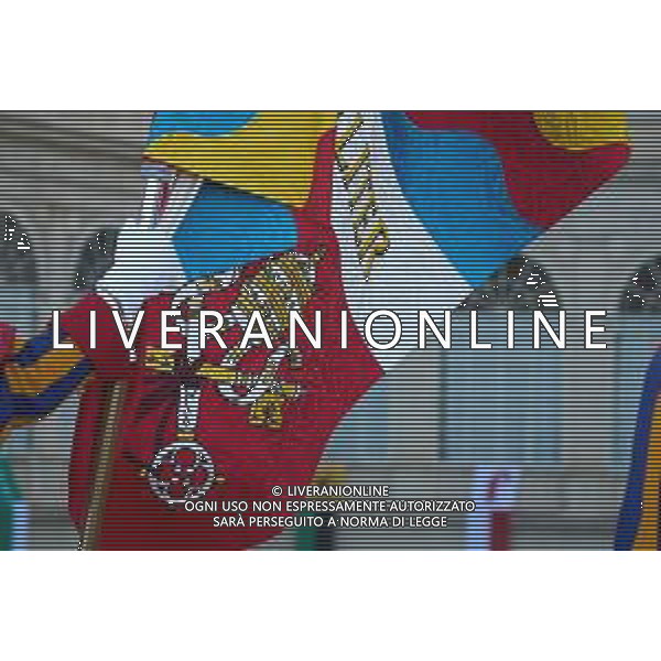 Citta’ del Vaticano 04 Ottobre 2025 Giuramento della Giuramento della Guardia Svizzera Pontificia alla presenza di Sua Santita’ Papa Leone XIV (non accadeva dal 1968 con Paolo VI) nel cortile di San Damaso del Palazzo Apostolico Nella foto: Foto Credit: Andrea Bracaglia- AGENZIA ALDO LIVERANI SAS