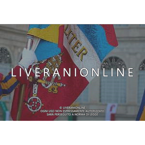Citta’ del Vaticano 04 Ottobre 2025 Giuramento della Giuramento della Guardia Svizzera Pontificia alla presenza di Sua Santita’ Papa Leone XIV (non accadeva dal 1968 con Paolo VI) nel cortile di San Damaso del Palazzo Apostolico Nella foto: Foto Credit: Andrea Bracaglia- AGENZIA ALDO LIVERANI SAS