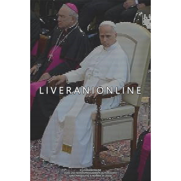 Citta’ del Vaticano 04 Ottobre 2025 Giuramento della Giuramento della Guardia Svizzera Pontificia alla presenza di Sua Santita’ Papa Leone XIV (non accadeva dal 1968 con Paolo VI) nel cortile di San Damaso del Palazzo Apostolico Nella foto: Papa Leone XIV Foto Credit: Andrea Bracaglia- AGENZIA ALDO LIVERANI SAS