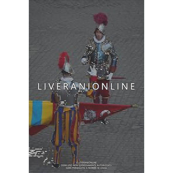 Citta’ del Vaticano 04 Ottobre 2025 Giuramento della Giuramento della Guardia Svizzera Pontificia alla presenza di Sua Santita’ Papa Leone XIV (non accadeva dal 1968 con Paolo VI) nel cortile di San Damaso del Palazzo Apostolico Nella foto: Foto Credit: Andrea Bracaglia- AGENZIA ALDO LIVERANI SAS
