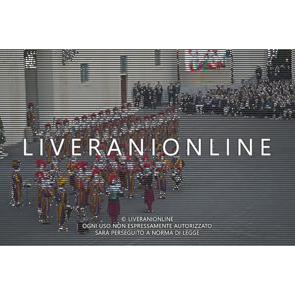 Citta’ del Vaticano 04 Ottobre 2025 Giuramento della Giuramento della Guardia Svizzera Pontificia alla presenza di Sua Santita’ Papa Leone XIV (non accadeva dal 1968 con Paolo VI) nel cortile di San Damaso del Palazzo Apostolico Nella foto: Foto Credit: Andrea Bracaglia- AGENZIA ALDO LIVERANI SAS
